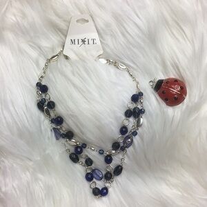 Mix It, 3-strand, 22” bead necklace, NWT.